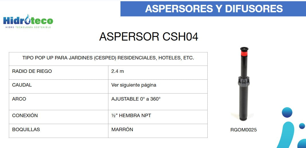 CSH04 SPRINKLER RADIUS 1.5-3 M 1/2" CONNECTION / 57610