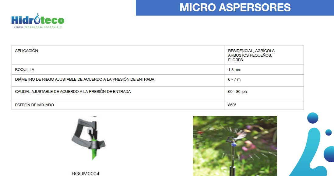 MICRO SPRINKLER 360° RADIUS 3-3.5 M / 56429 - RGOM0004