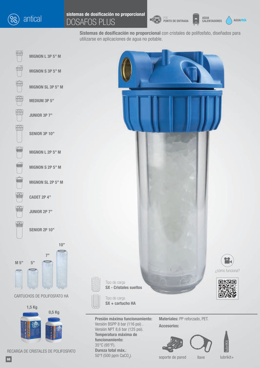 Carcasa con Polifosfatos 2.5"x10" con dosificación no proporcional