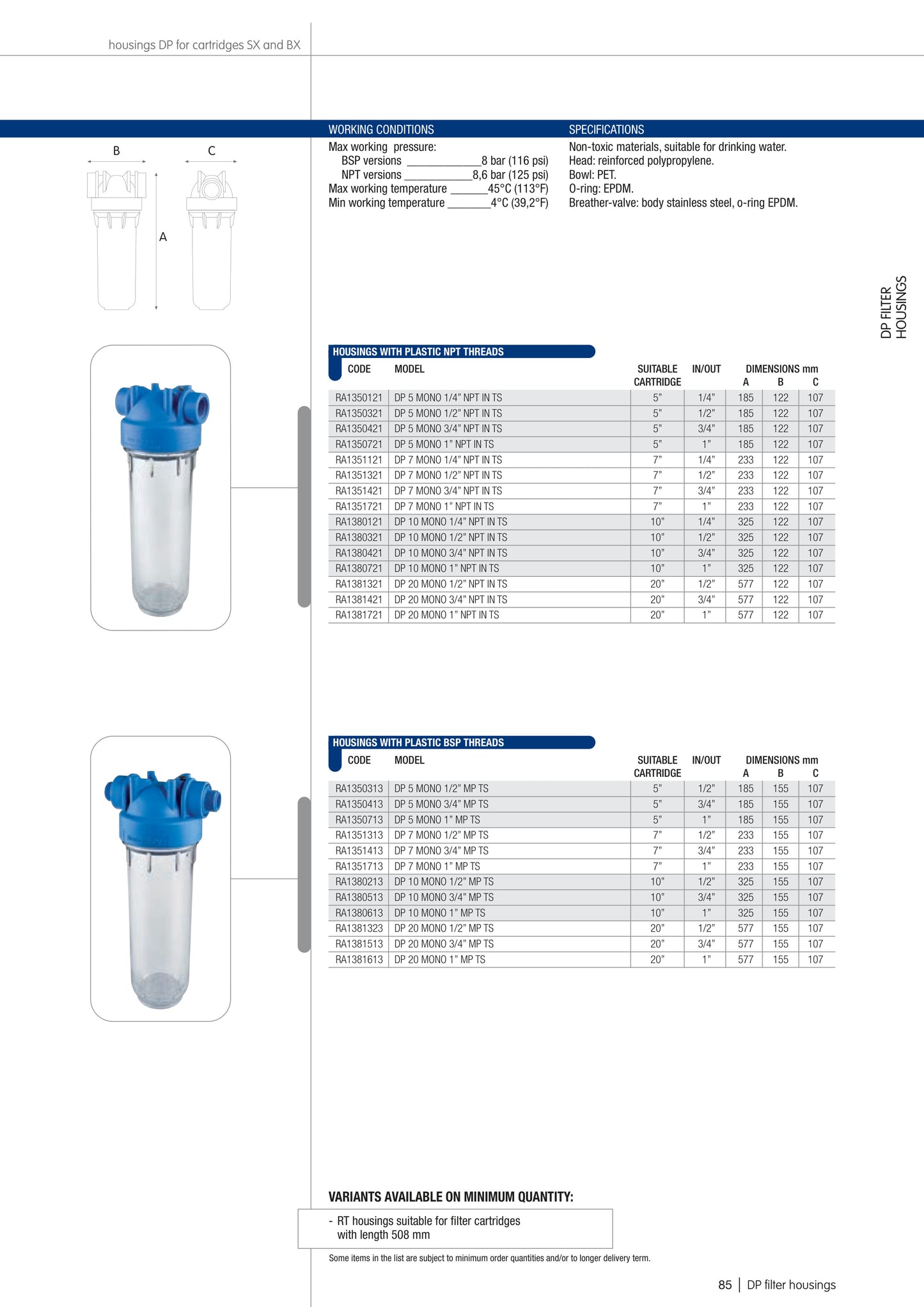 Clear Filter Housing - MONO 2.5"x10", 3/4" NPT