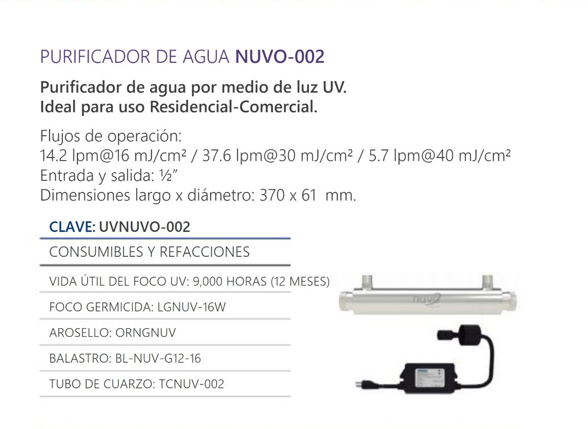 NUVO 2 gpm UV Lamp