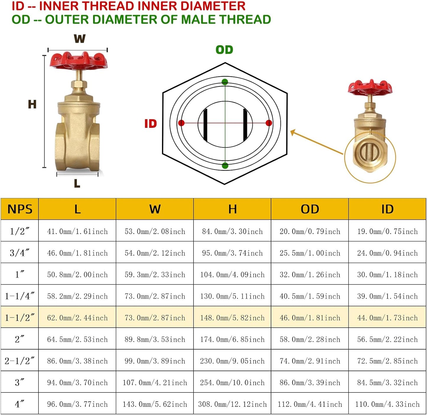 1 1/2" PN 16 GATE VALVE - MIOM0407