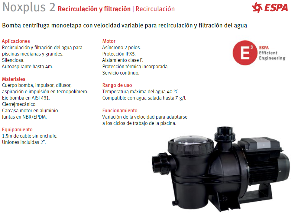 NOXPLUS - Variable speed pump