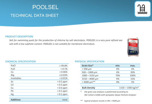SAL POOLSEL para piscinas - saco de 25 kg