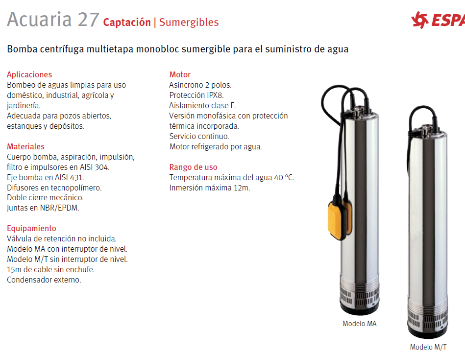 Submersible pump - Aquaria 27 4, 2HP, three-phase