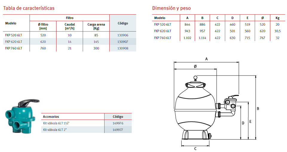 Sand filter FKP 760 6LT 2"