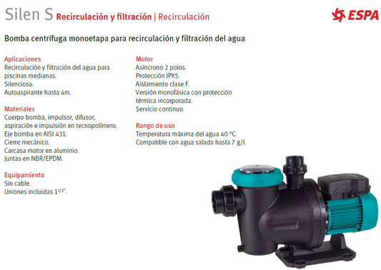Bomba de piscina Silen S 100 1 HP