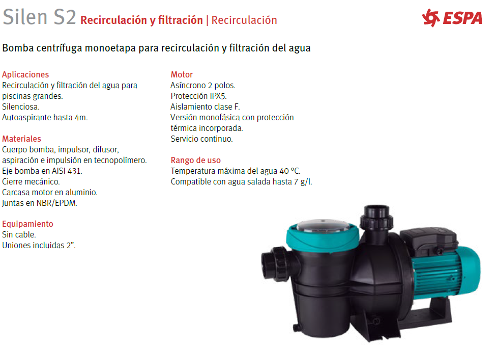 SILEN S2 pool pump, 2HP, 220V