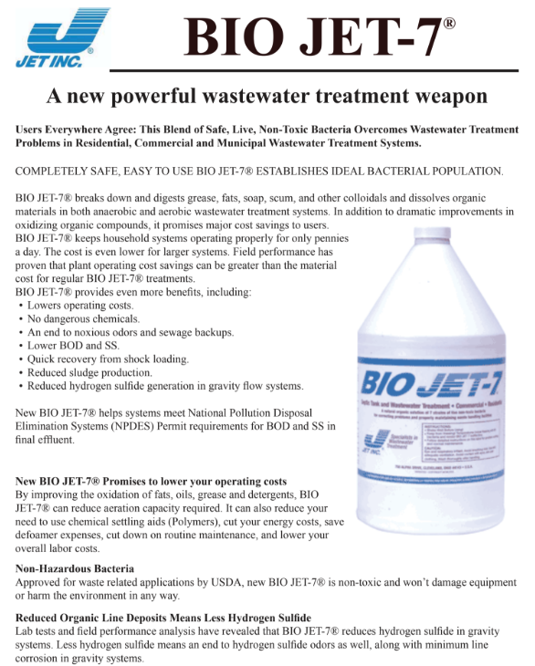 BIOJET 7 - wastewater additive - 1 gallon