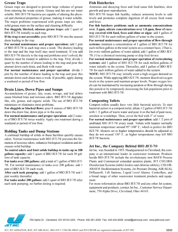 BIOJET 7 - wastewater additive - 1 gallon