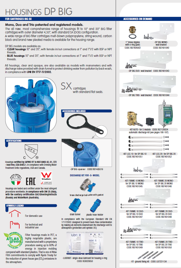 BIG 10 Blue Filter Housing - MONO 4.5"x10", 1" NPT