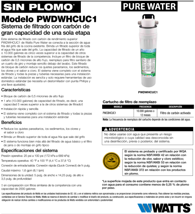 Activated carbon cartridge PWCBHCUC1