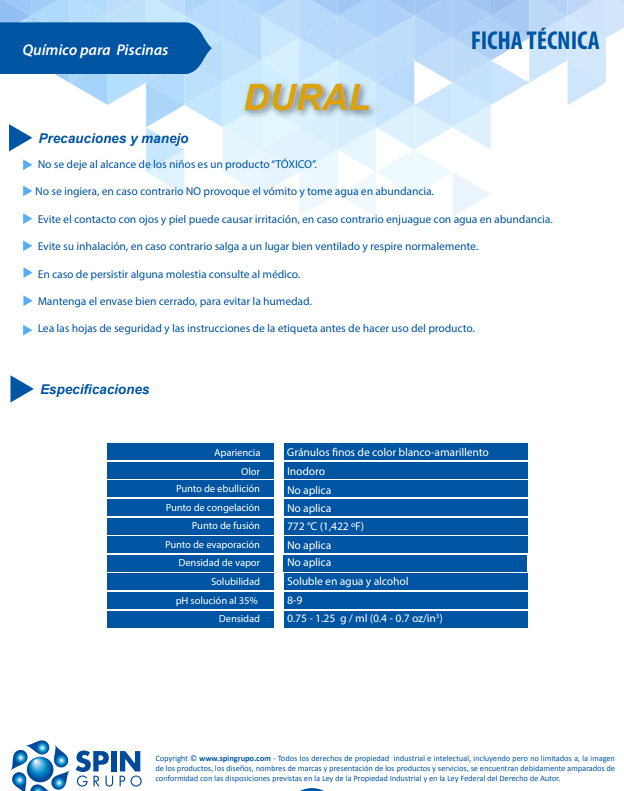 DURAL - 8.5 kg bucket for adjusting the water hardness of swimming pools.
