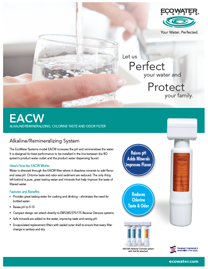 Alkaline filter to remineralize water after reverse osmosis and raise pH