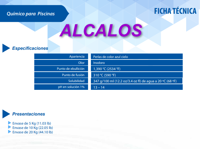 ALCALOS - to raise the pH of swimming pools - 5 kg