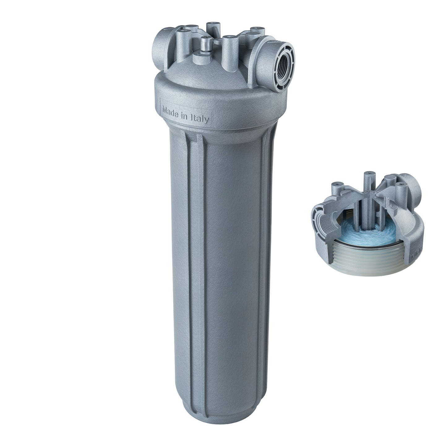 Gray Filter Housing - MONO Antimicrobial 2.5"x10", 3/4" NPT