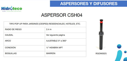 CSH04 SPRINKLER RADIUS 1.5-3 M 1/2" CONNECTION / 57610
