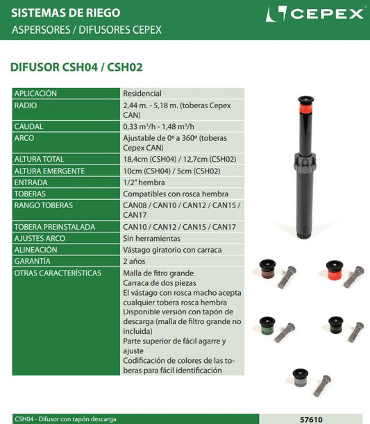 CSH04 SPRINKLER RADIUS 1.5-3 M 1/2" CONNECTION / 57610