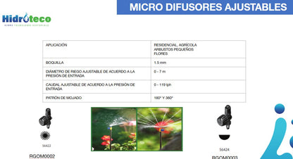 ADJUSTABLE MICRO DIFFUSER 360º X 18 JETS RADIO 0-3.5 M / 56422
