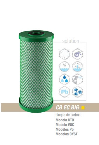 4.5"x10" 10 micron Block Carbon Cartridge - Chlorine odor and taste