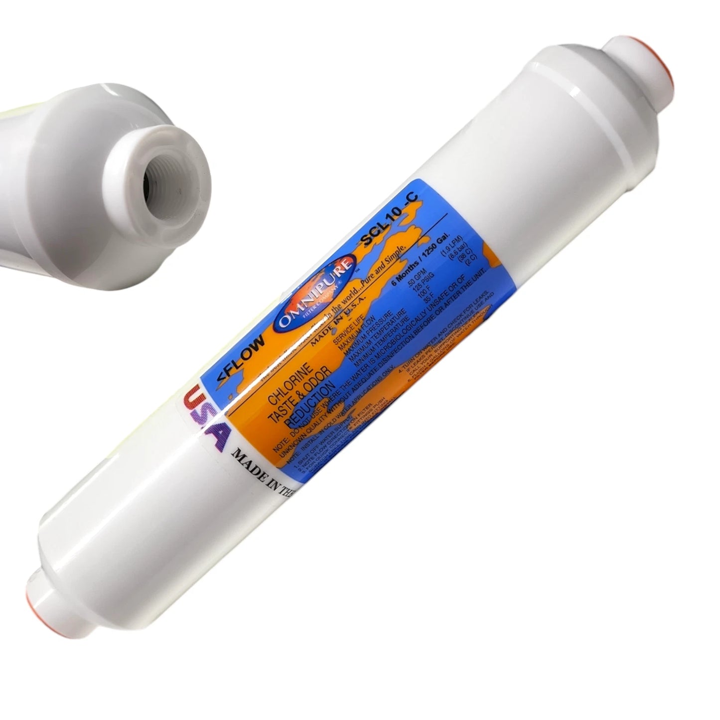 FILTRO EN LINEA DE CARBON GRANULAR + POLIFOSFATOS OMNIPURE SCL10-C 3/8" FNPT