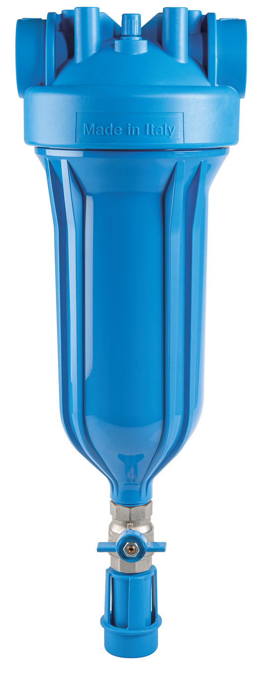 HYDRA BIG M 1 1/2" Self-Cleaning Filter, 90 micron stainless steel mesh, blue housing