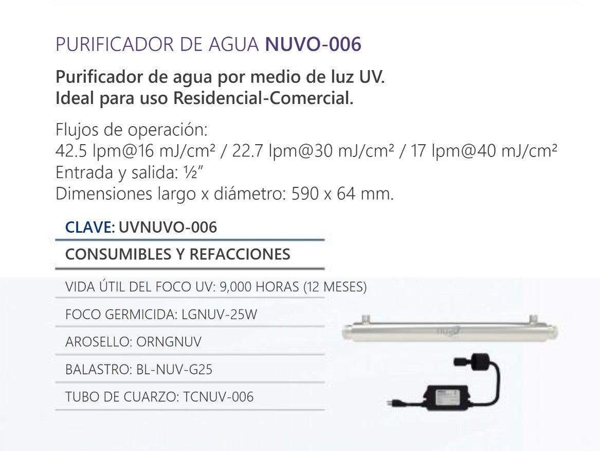 6 gpm NUVO UV Lamp