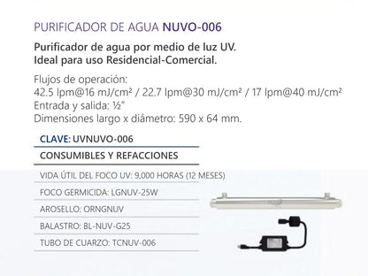 6 gpm NUVO UV Lamp