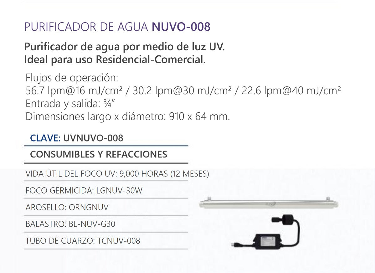 8 gpm NUVO UV Lamp