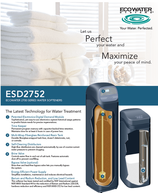 ECOWATER softener model ESD2752 R39, 2ft3
