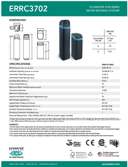 ECOWATER ERR3702 R50 Water Softener and Conditioner - WiFi