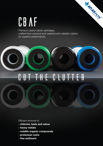 Cartucho para la filtración de compuestos orgánicos volátiles, cloro, olores y sabores desagradables y sedimentos finos 4.5"x20"