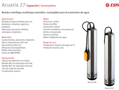 Submersible pump - Aquaria 27 4, 2HP, three-phase