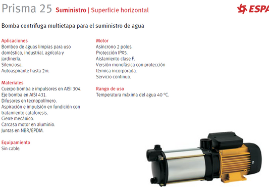 PRISMA 25 4.2 HP, 220V multi-stage centrifugal pump