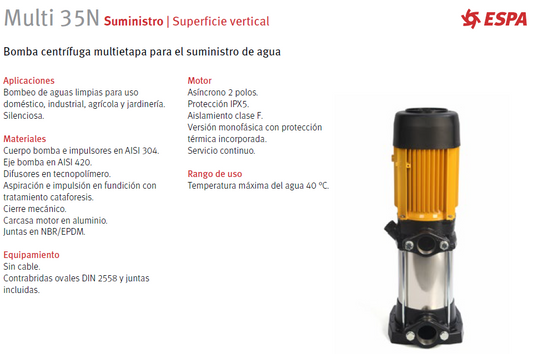 ESPA Multi 35 4 - 3 HP Vertical Pump