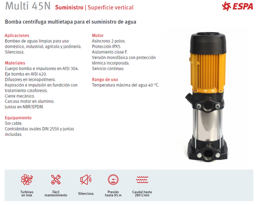 ESPA Multi 45 3N, 3HP vertical pump