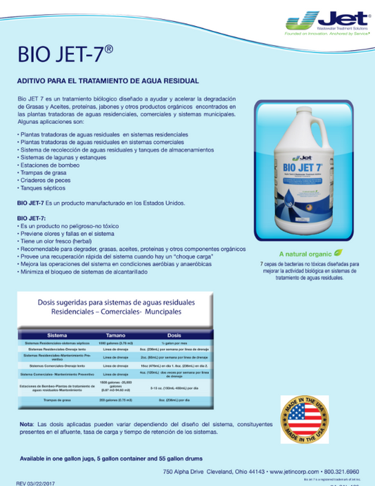 BIOJET 7 - wastewater additive - 1 gallon