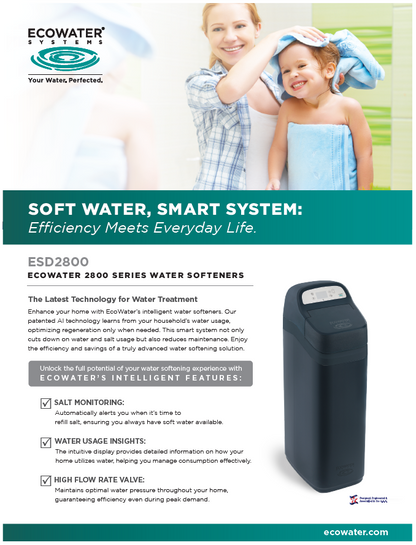 ECOWATER ESD2800 R25 Softener - 1 ft3 - 22.8 gpm