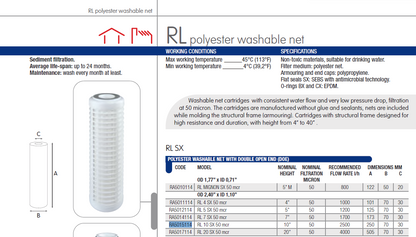 RL SX 2.5"x10 Washable Sediment Cartridge!
