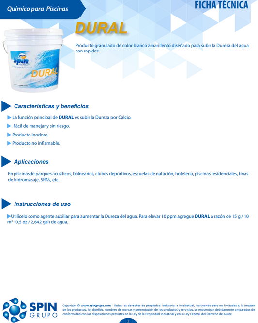 DURAL - 8.5 kg bucket for adjusting the water hardness of swimming pools.