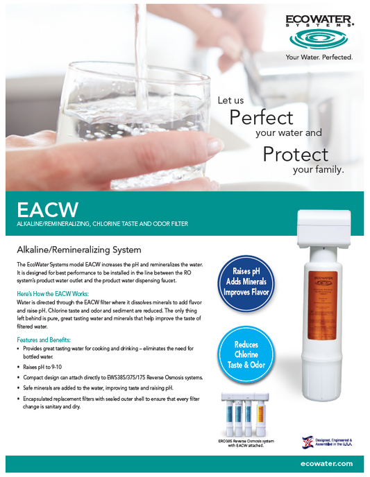 Alkaline filter to remineralize water after reverse osmosis and raise pH