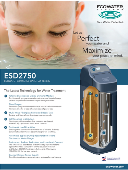 ECOWATER softener model ESD2750 R25 - 1 ft3