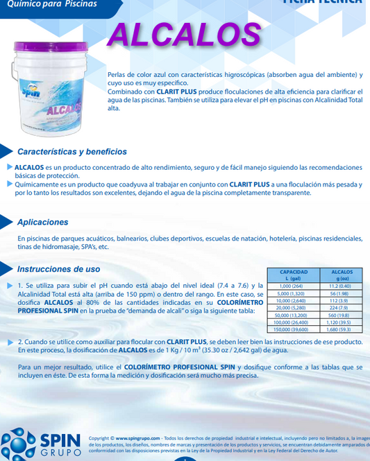 ALCALOS - to raise the pH of swimming pools - 5 kg
