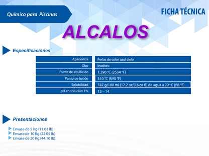 ALCALOS - to raise the pH of swimming pools - 5 kg