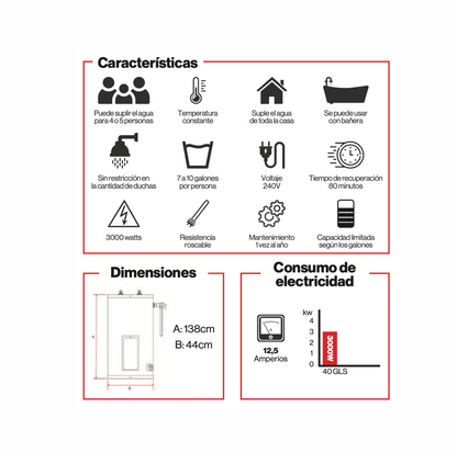 CALENTADOR ELÉCTRICO DE ACUMULACIÓN TRAVOMATIC 3 Kw / 240 V / 40 GAL /