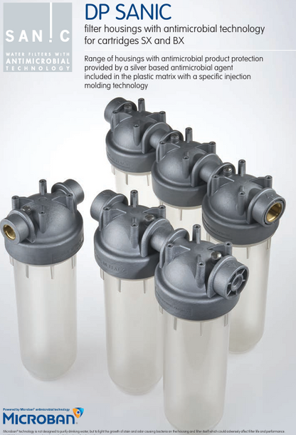 Carcasa doble para filtros con tecnología MICROBAN (antimicrobiana) - 2.5"x10"