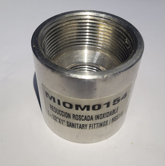 STAINLESS STEEL THREADED REDUCER 1½" X 1" SANITARY FITTINGS / MSS114