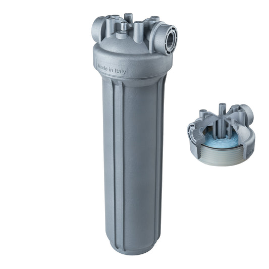 Gray Filter Housing - MONO Antimicrobial 2.5"x10", 3/4" NPT