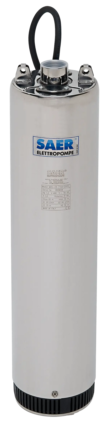 SAER 6MBS X/3 submersible pump, 1.2HP, 230V