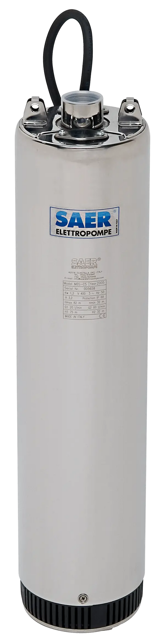 SAER 6MBS X/3 submersible pump, 1.2HP, 230V